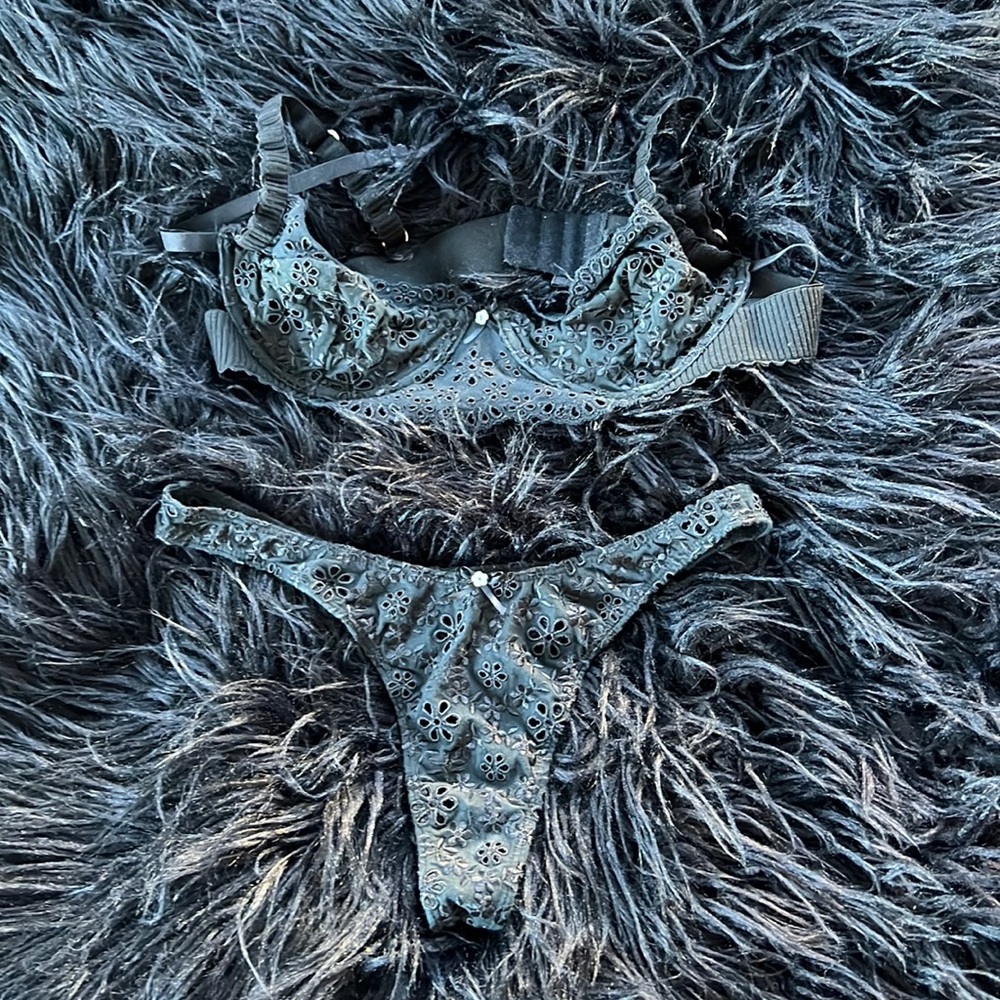 For Love & Lemons Black Small Bra + Thong